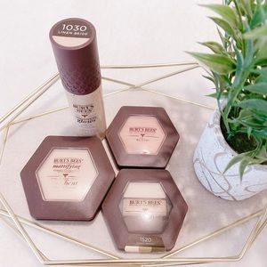 Burt's Bees Makeup Bundle - Foundation, Contour, Blush Powder, Powder Foundation